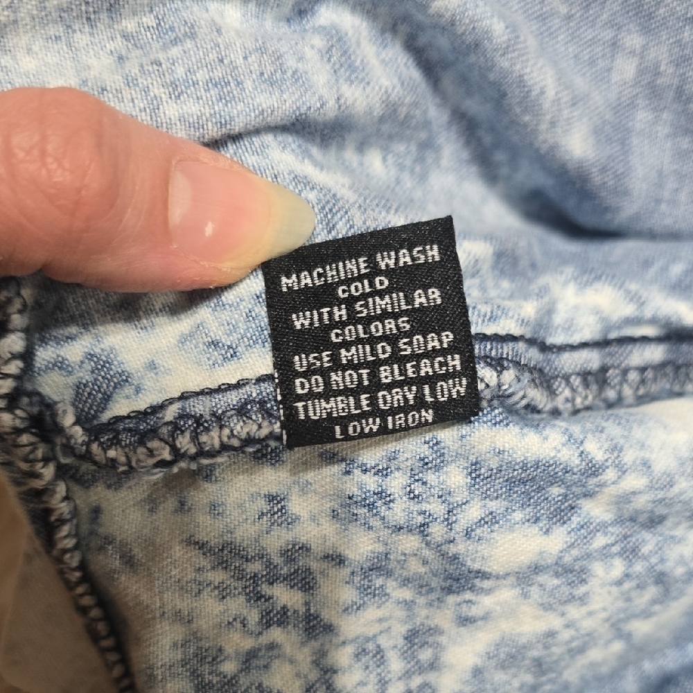 Denim Ruffle Women's Top - Picture 7 of 7